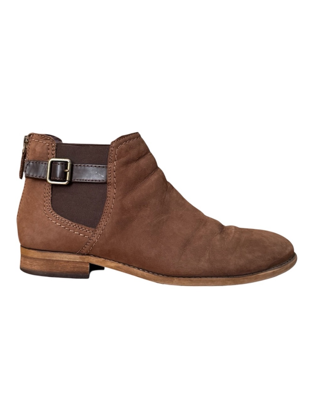 Franco Sarto Ketty Chelsea Brown Suede Leather Ankle Boots Back Zip Women 11M